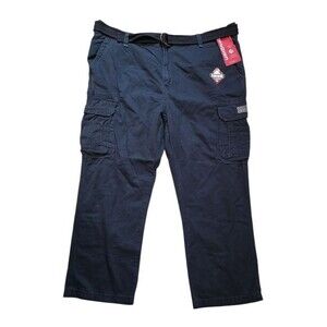Unionbay Blue Belted Survivor Cargo Pants Mens Size 46x30 NEW Heavy Duty Pockets